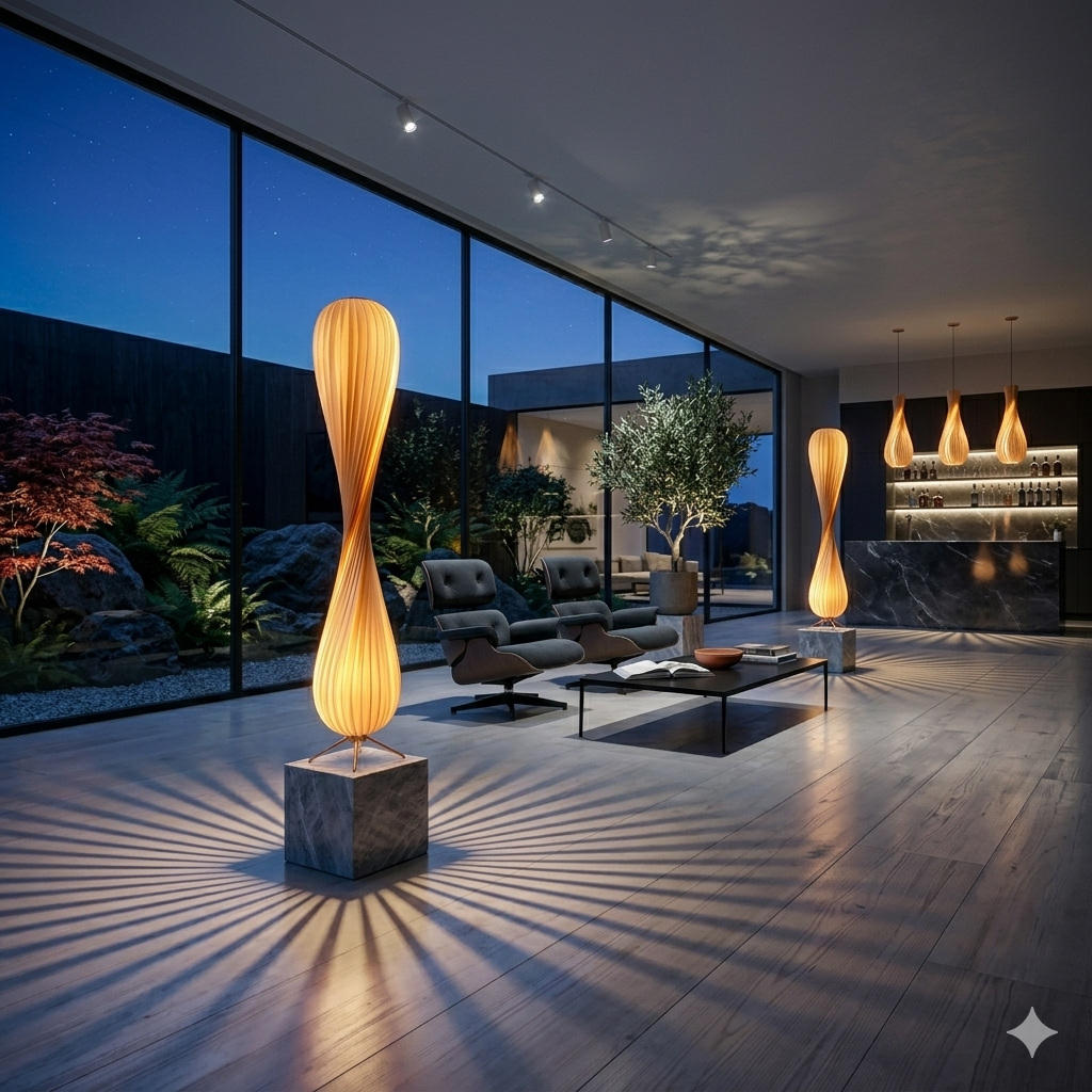 Aven Twist Modern Wooden Floor Lamp