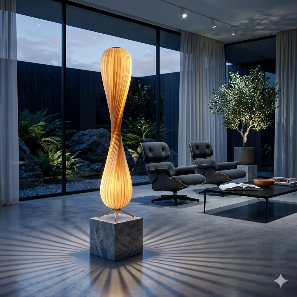 Aven Twist Modern Wooden Floor Lamp