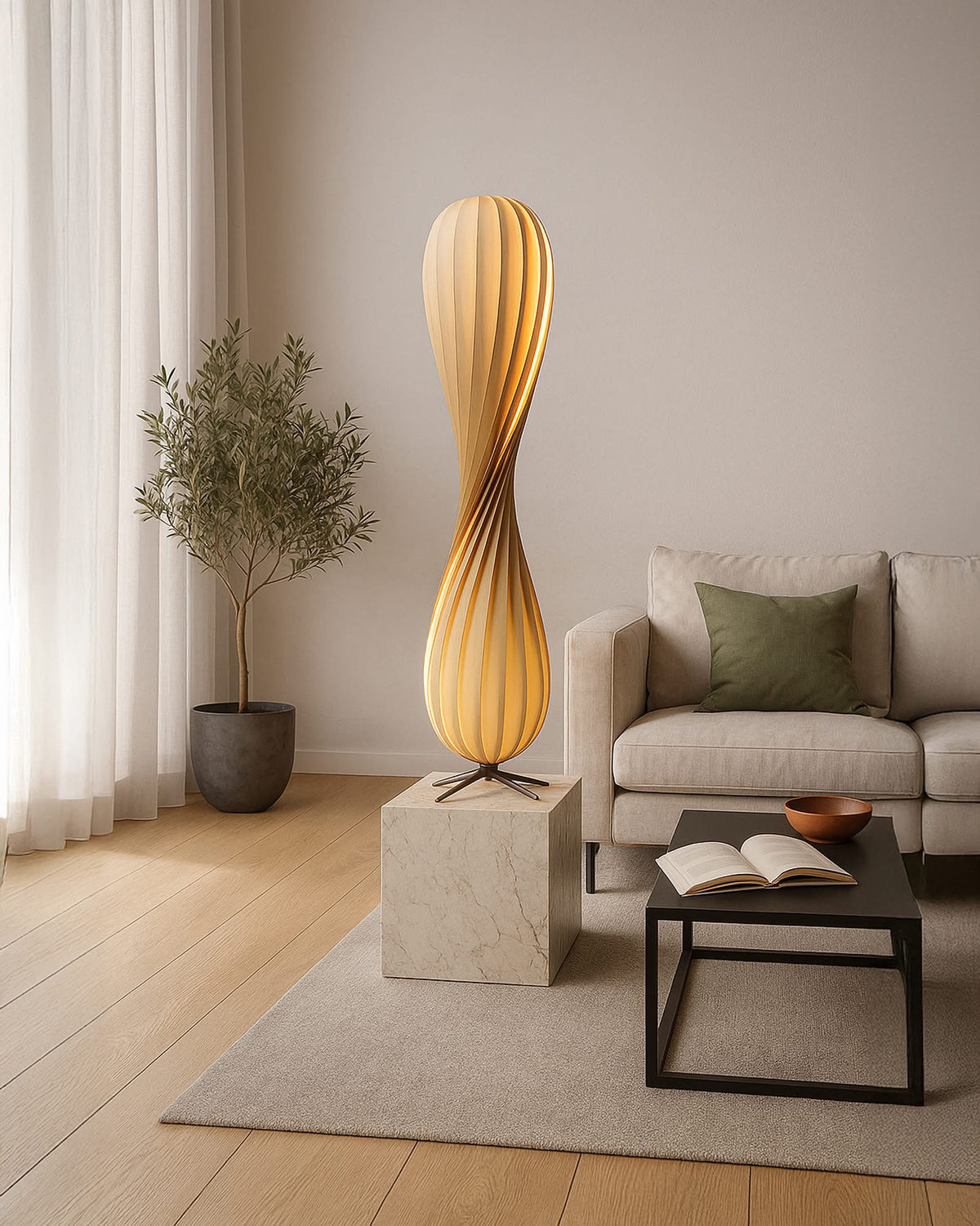 Aven Twist Modern Wooden Floor Lamp
