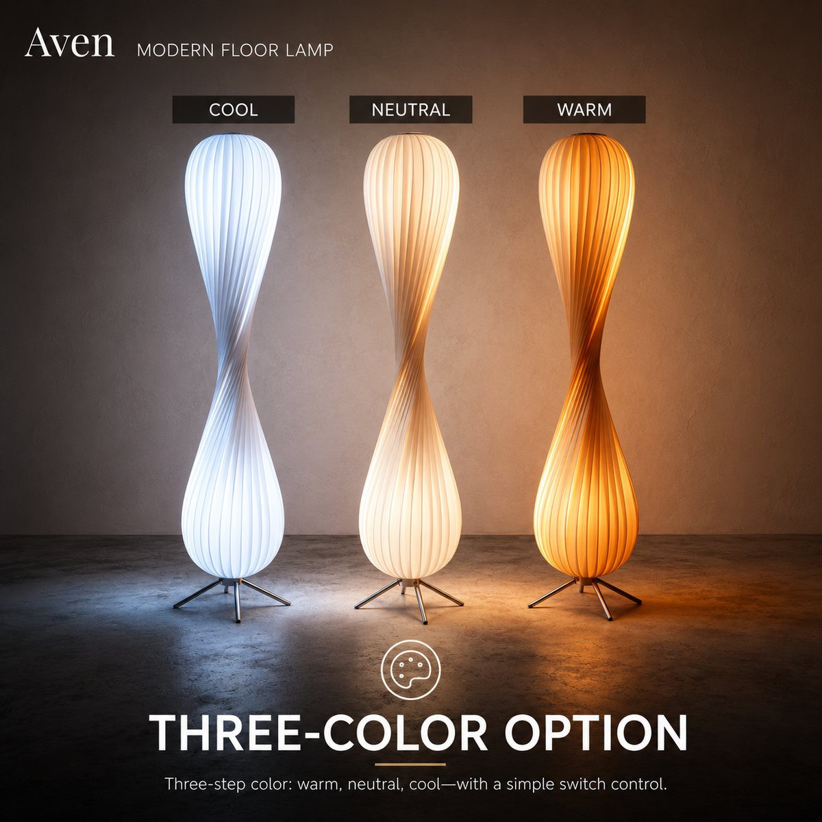 Aven Twist Modern Wooden Floor Lamp