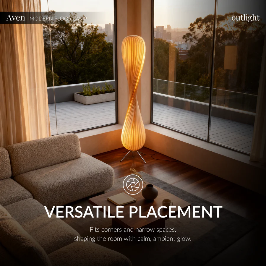 Aven Twist Modern Wooden Floor Lamp