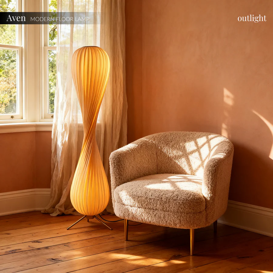 Aven Twist Modern Wooden Floor Lamp